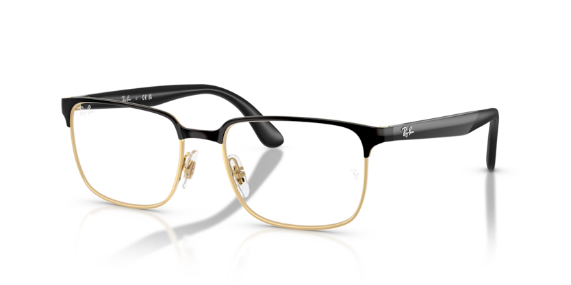 RAYBAN METAL SQUARE BLACK ON GOLD FULL FRAME