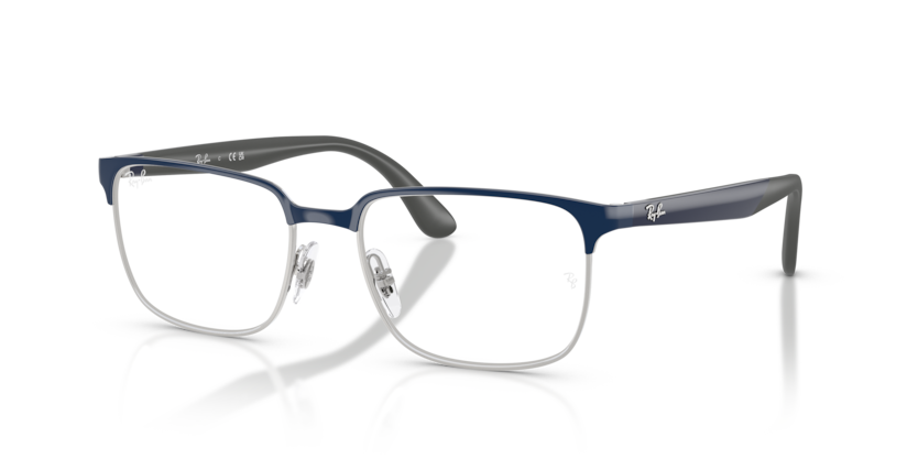 RAYBAN METAL SQUARE BLUE ON SILVER FULL FRAME
