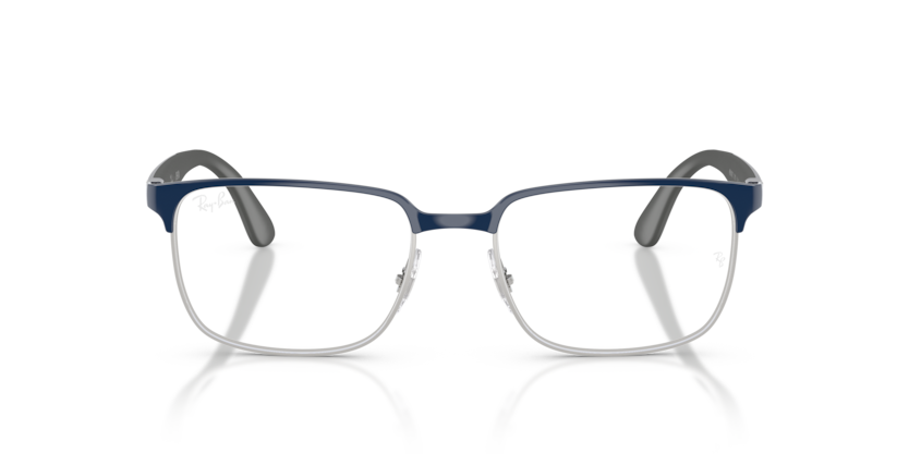 RAYBAN METAL SQUARE BLUE ON SILVER FULL FRAME