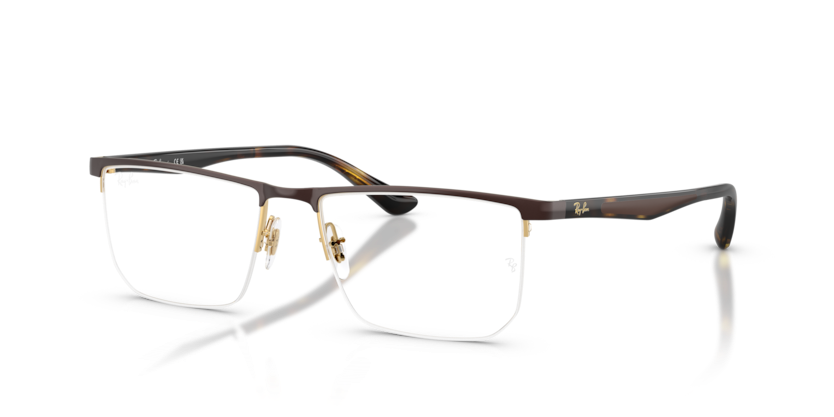 RAYBAN METAL MATTE BROWN ON ARISTA SEMI RIM RECTANGLE FRAME