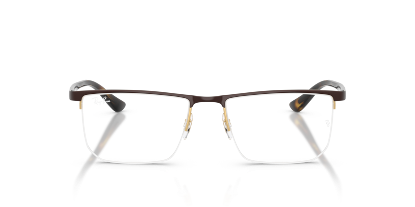RAYBAN METAL MATTE BROWN ON ARISTA SEMI RIM RECTANGLE FRAME