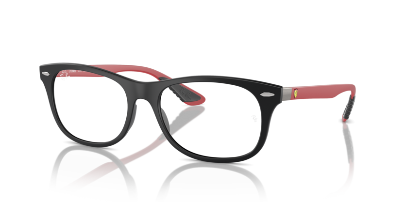 RAYBAN FERRARI PLASTIC MATTE BLACK RED SQUARE FULL FRAME