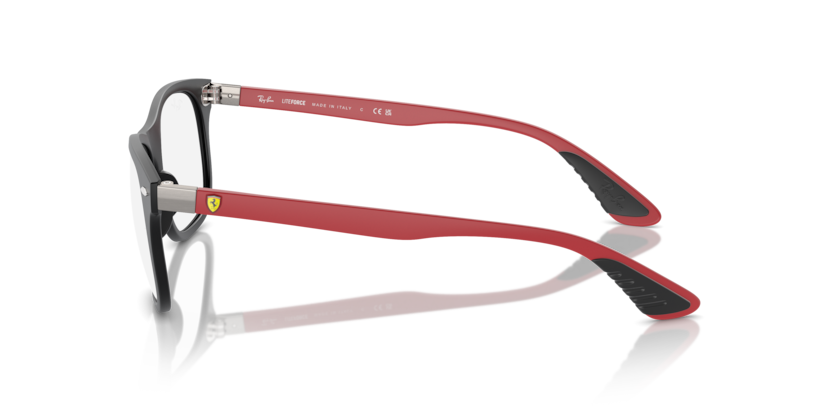 RAYBAN FERRARI PLASTIC MATTE BLACK RED SQUARE FULL FRAME