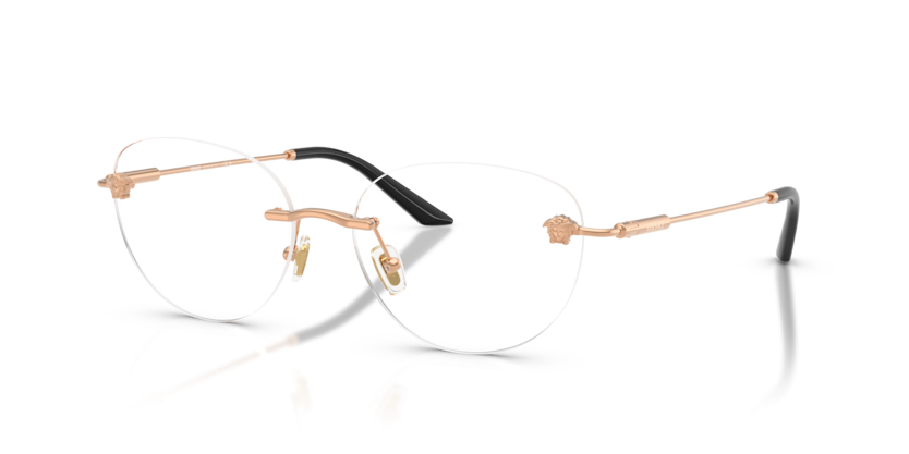 VERSACE METAL ROUND ROSE GOLD RIMLESS FRAME