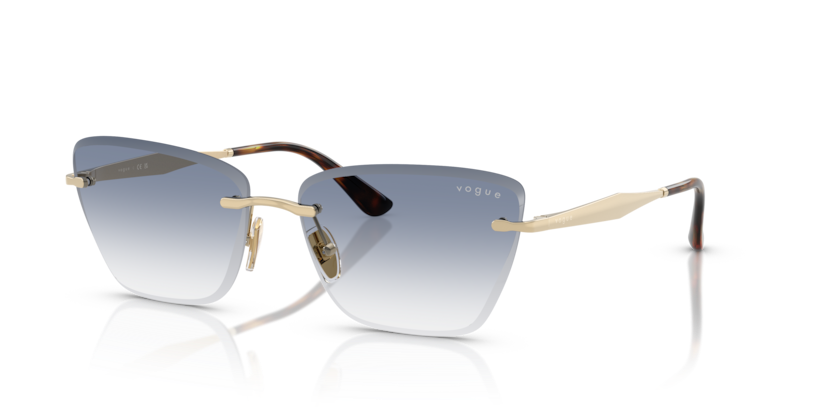 VOGUE METAL PALE GOLD CATEYE RIMLESS SUNGLASS