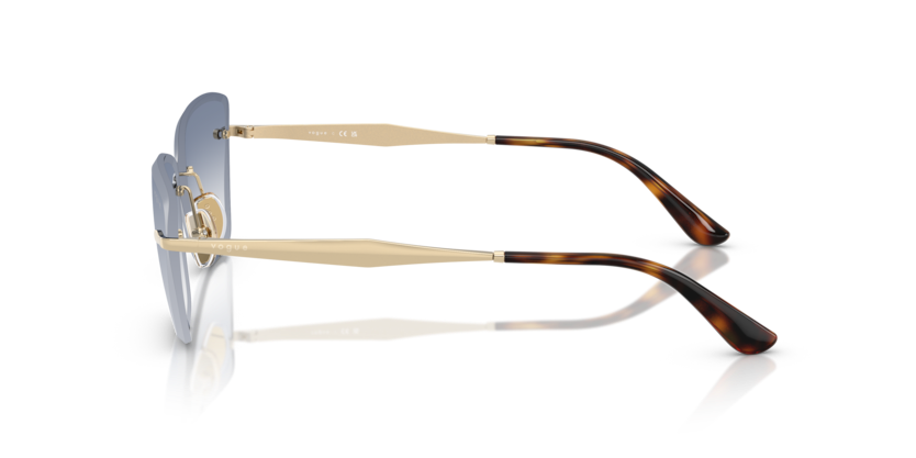 VOGUE METAL PALE GOLD CATEYE RIMLESS SUNGLASS