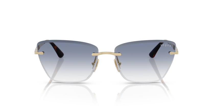 VOGUE METAL PALE GOLD CATEYE RIMLESS SUNGLASS