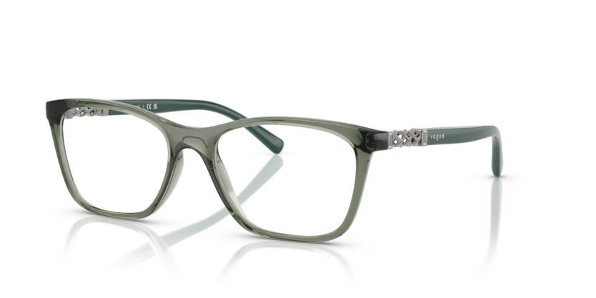VOGUE PLASTIC TRANSPARENT OLIVE GREEN SQUARE FULL FRAME
