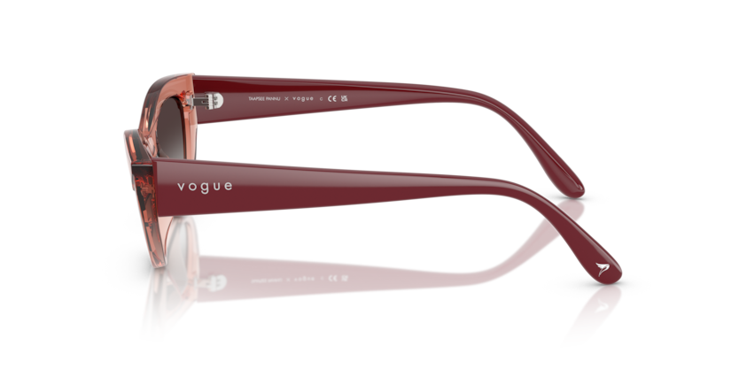 VOGUE PLASTIC CATEYE DARK TRANSPARENT PINK FULL SUNGLASS