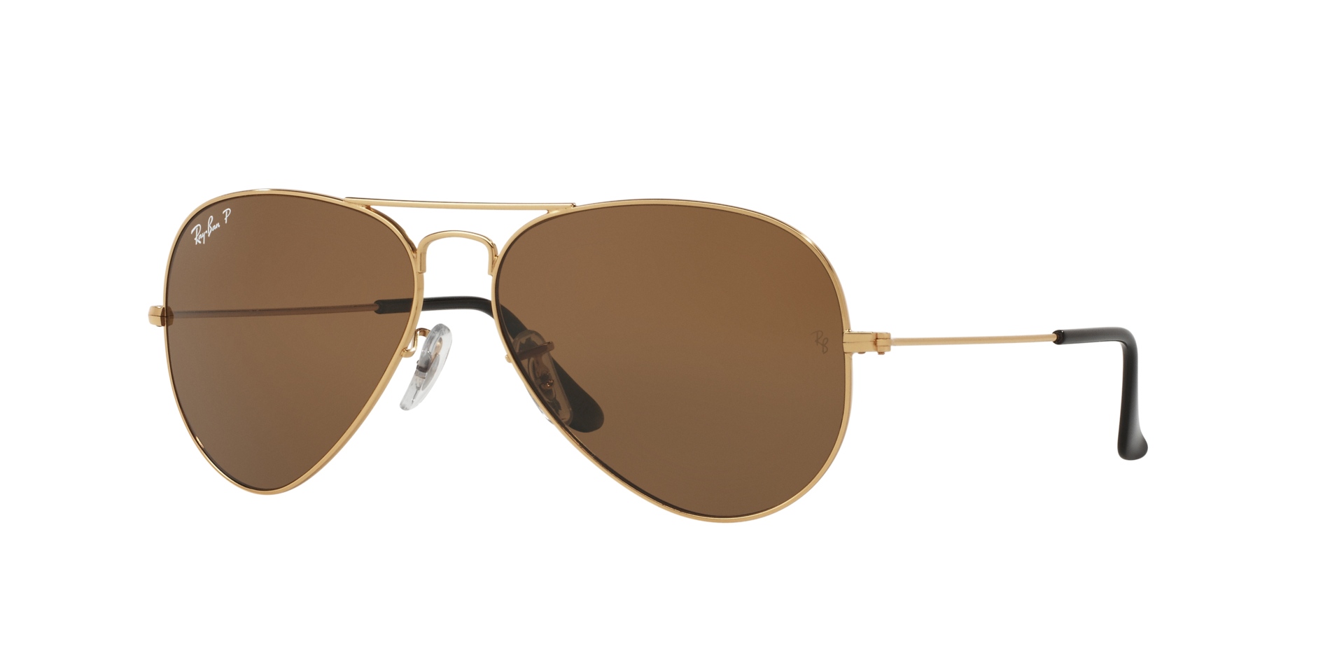 RAYBAN GOLD DARK BROWN AVIATOR METAL SUNGLASS