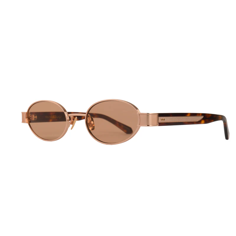 ROSVIN BUGS ROSE GOLD LIGHT BROWN OVAL METAL FULL SUNGLASS
