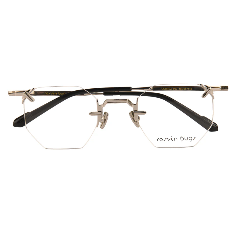ROSVIN BUGS METAL SILVER HEXAGON RIMLESS FRAME