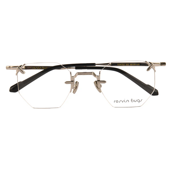 ROSVIN BUGS METAL SILVER HEXAGON RIMLESS FRAME