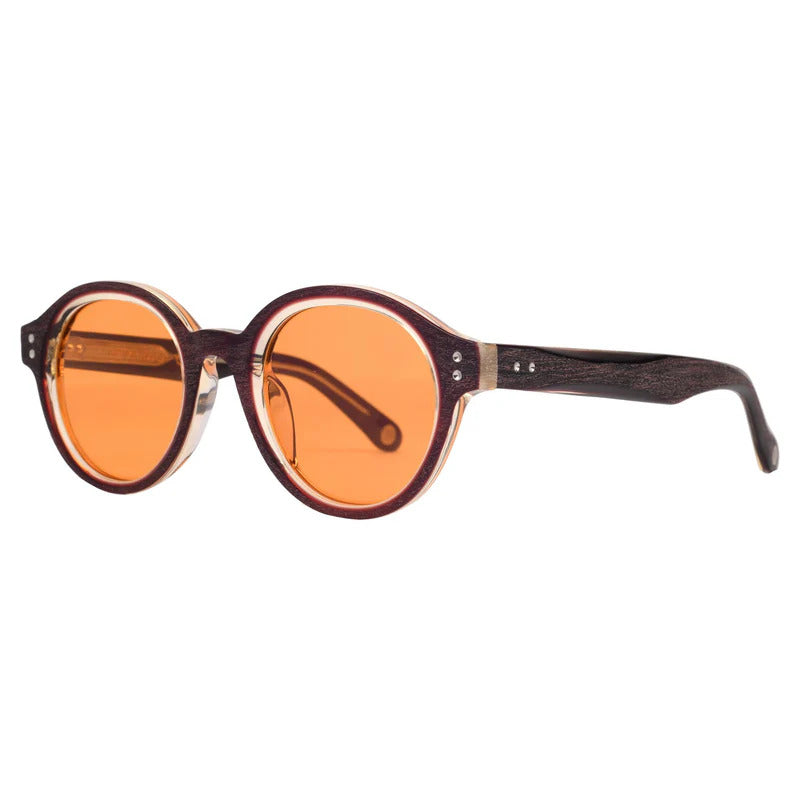 ROSVIN BUGS PLASTIC MARRON WOOD ROUND FULL SUNGLASS