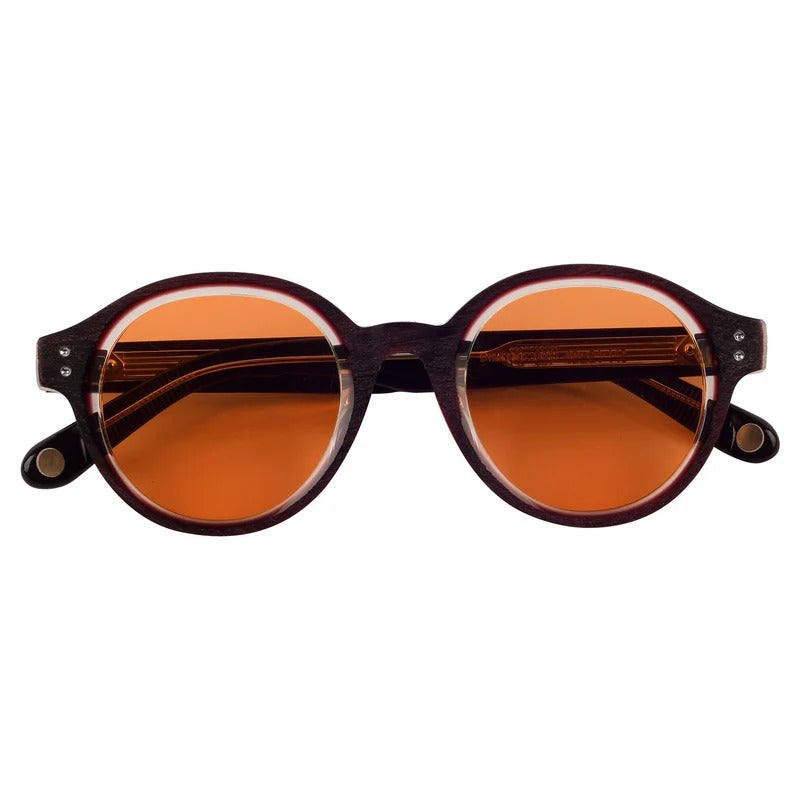 ROSVIN BUGS PLASTIC MARRON WOOD ROUND FULL SUNGLASS