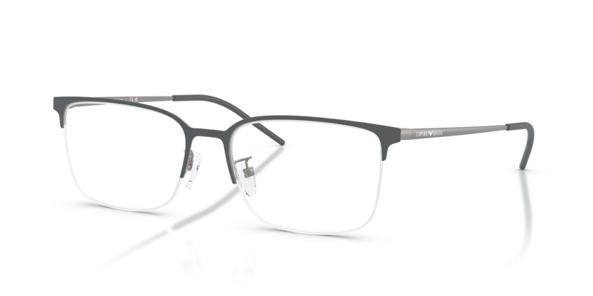 EMPORIO ARMANI METAL IRREGULAR MATTE GREY SEMI RIM FRAME