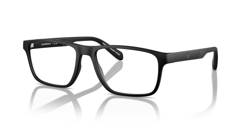 EMPORIO ARMANI PLASTIC MATTE BLACK RECTANGLE FULL FRAME