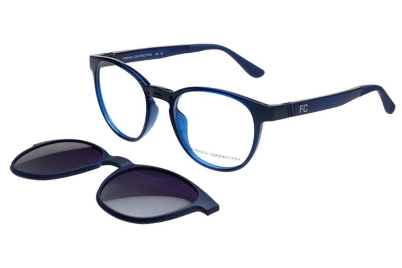 FCUK PLASTIC BLUE ROUND CLIP ON FULL FRAME