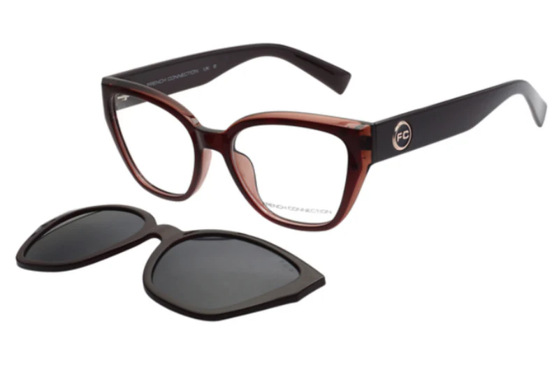 FCUK PLASTIC BROWN CATEYE CLIP ON FULL FRAME