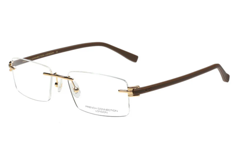 FCUK METAL BROWN RECTANGLE RIMLESS FRAME