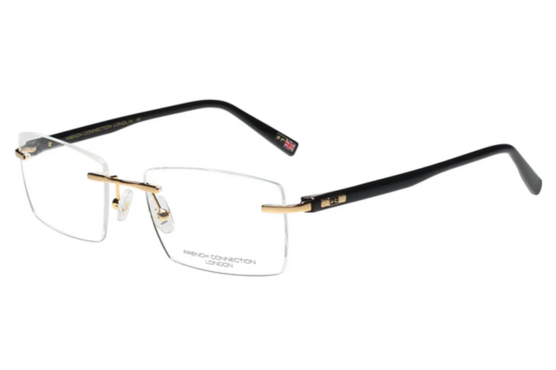 FCUK METAL BLACK GOLD SQUARE RIMLESS FRAME