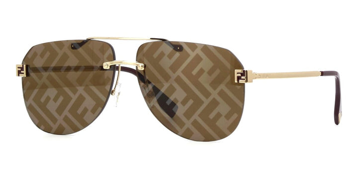 FENDI METAL GOLD DB AVIATOR RIMLESS SUNGLASS