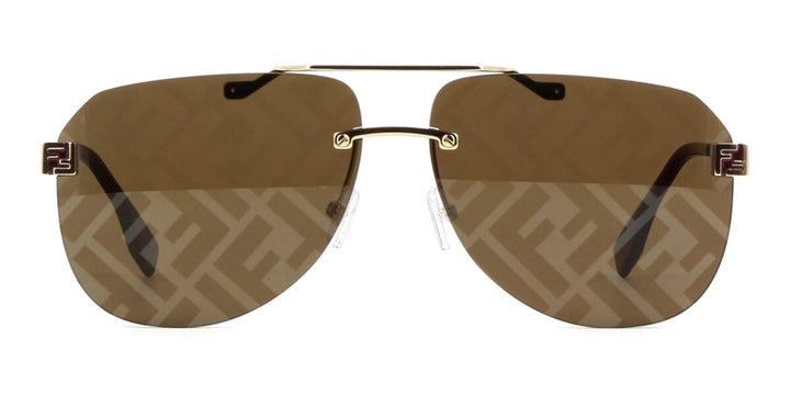 FENDI METAL GOLD DB AVIATOR RIMLESS SUNGLASS