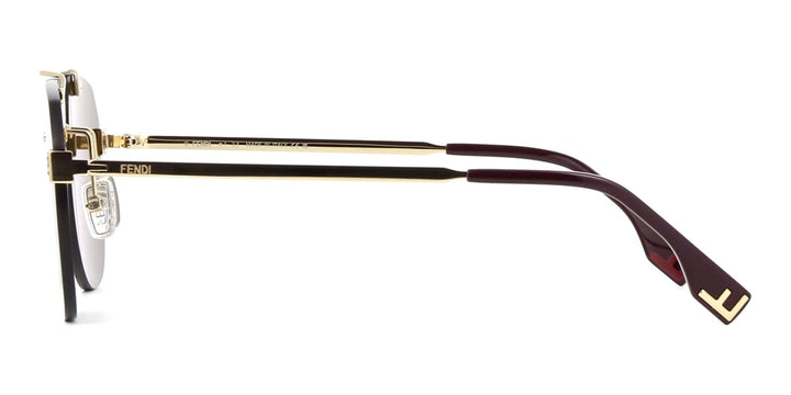 FENDI METAL GOLD DB AVIATOR RIMLESS SUNGLASS