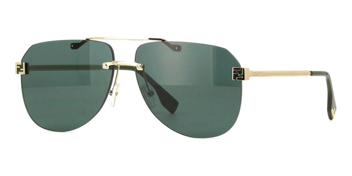 FENDI METAL GOLD DB AVIATOR RIMLESS SUNGLASS