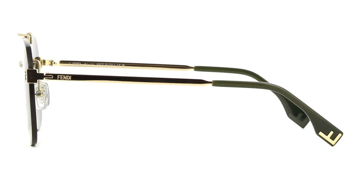 FENDI METAL GOLD DB AVIATOR RIMLESS SUNGLASS