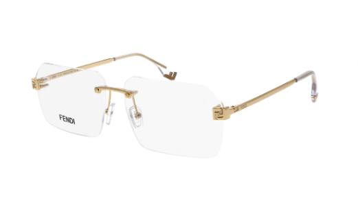 FENDI METAL SQUARE GOLD RIMLESS FRAME