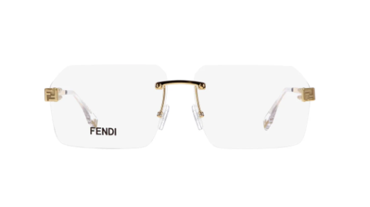 FENDI METAL SQUARE GOLD RIMLESS FRAME