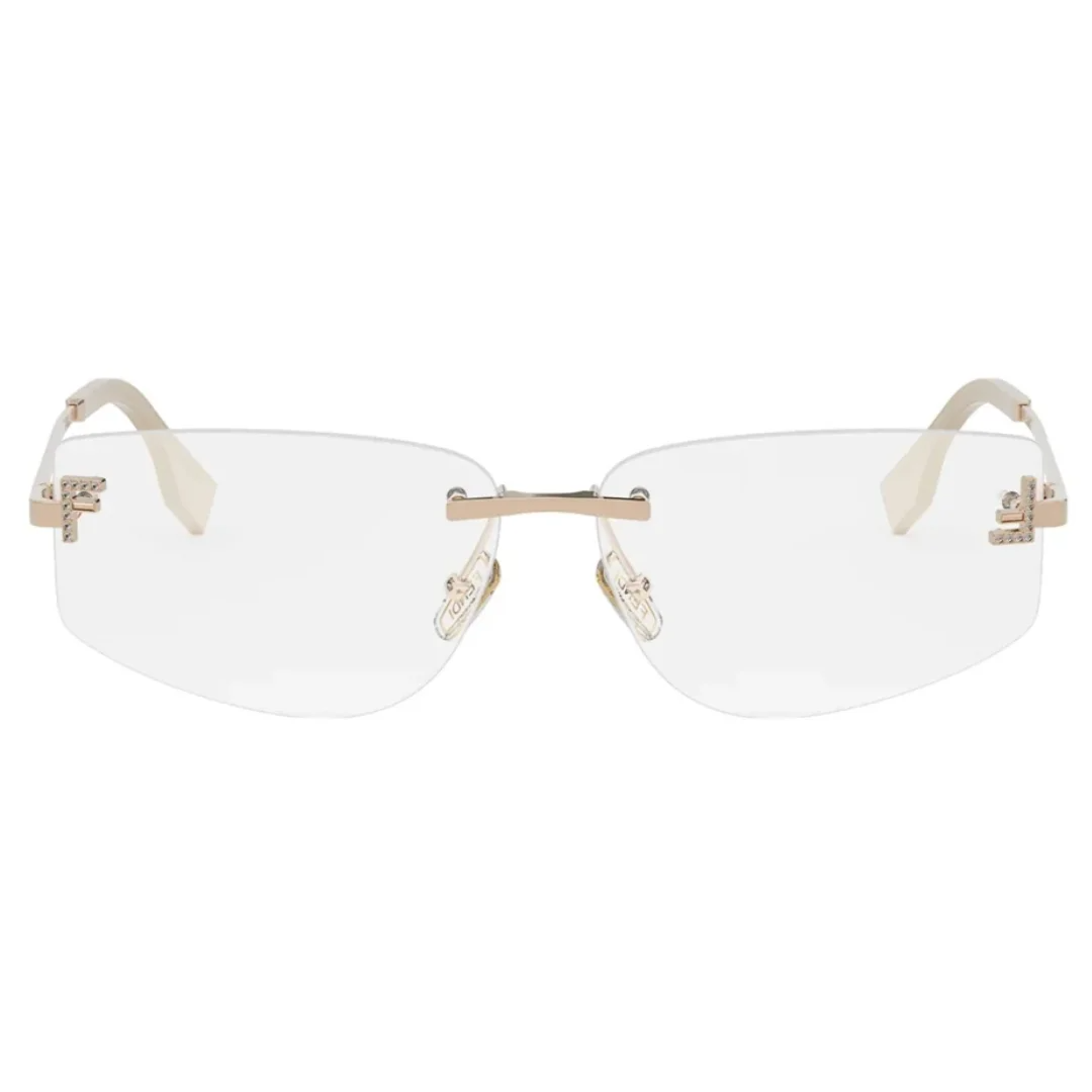FENDI METAL ROSE GOLD IRREGULAR RIMLESS FRAME