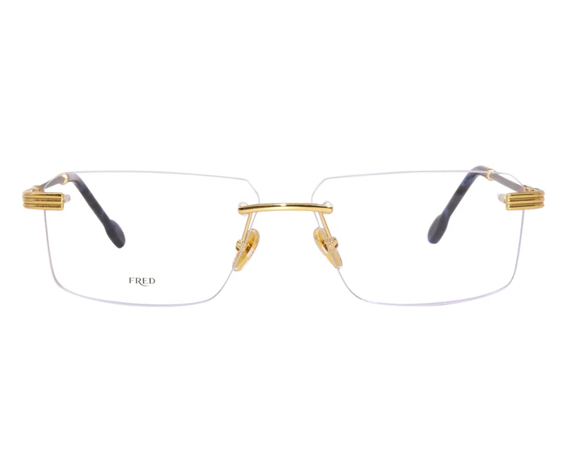 FRED TITANIUM BLUE HAVANA IRREGULAR RIMLESS FRAME