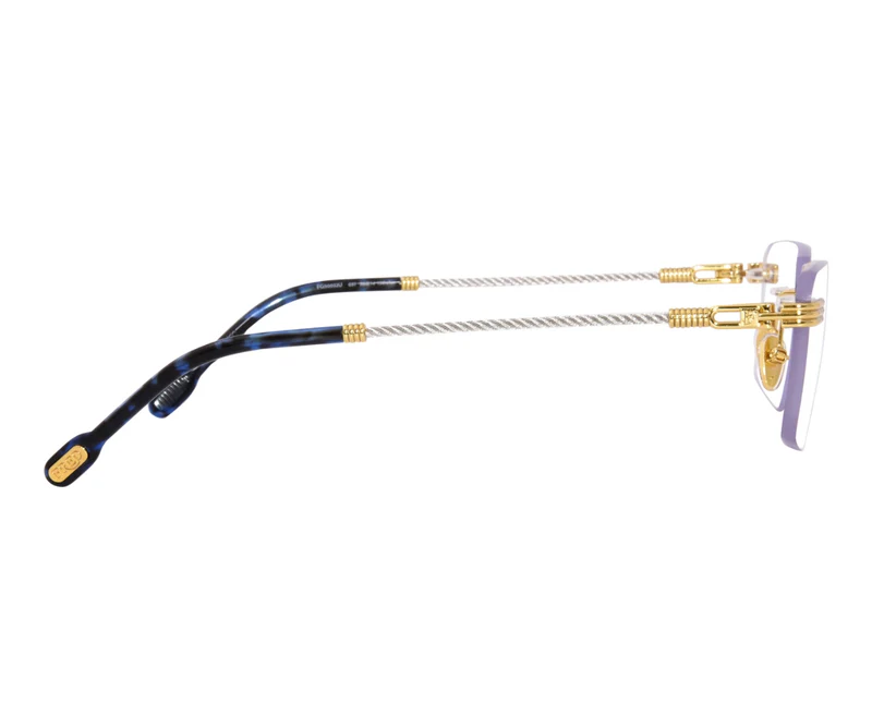 FRED TITANIUM BLUE HAVANA IRREGULAR RIMLESS FRAME