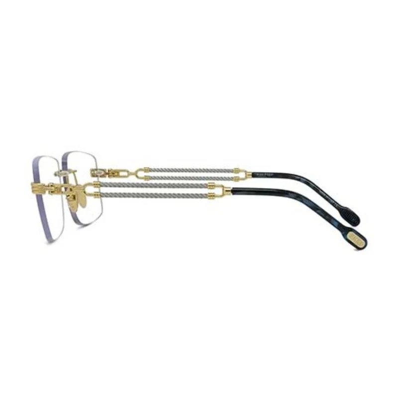 FRED TITANIUM BLUE HAVANA IRREGULAR RIMLESS FRAME
