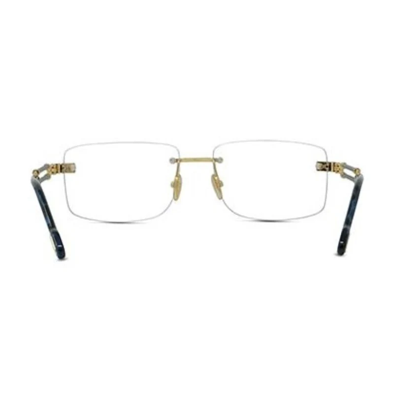FRED TITANIUM BLUE HAVANA IRREGULAR RIMLESS FRAME