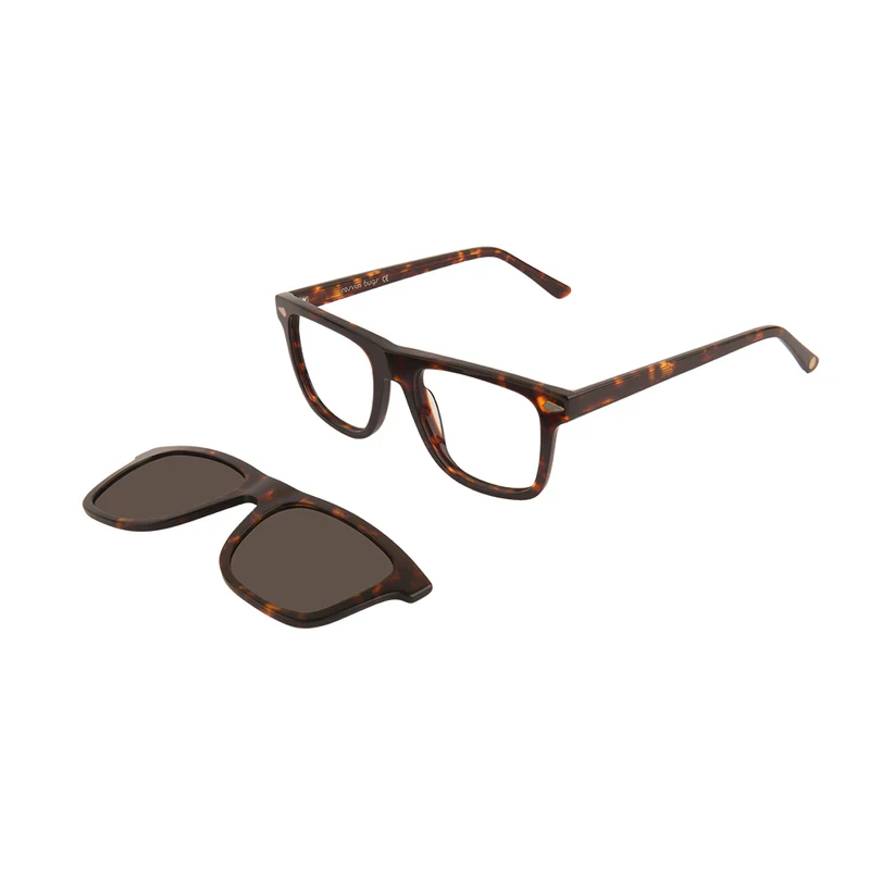 ROSVIN BUGS PLASTIC TORTOISE BRN POLORISE SQUARE CLIP ON FULL FRAME