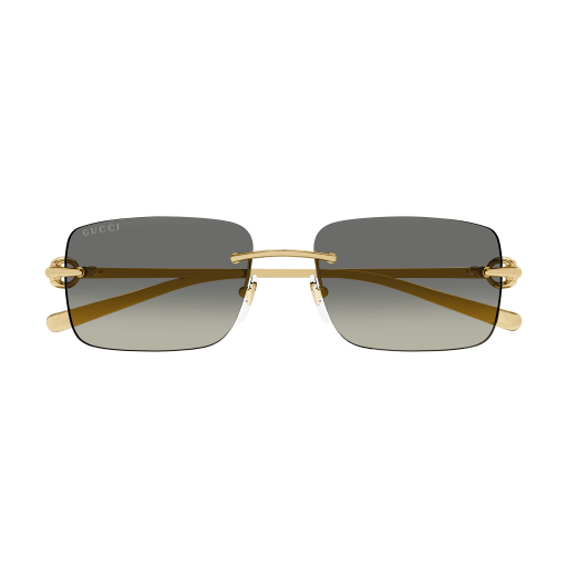 GUCCI METAL RECTANGLE GOLD RIMLESS SUNGLASS