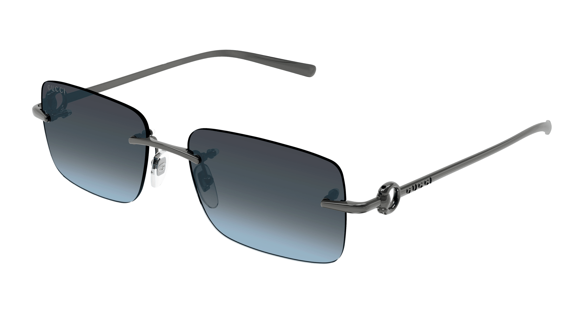 GUCCI METAL RECTANGLE GUNMETAL BLUE FULL SUNGLASS