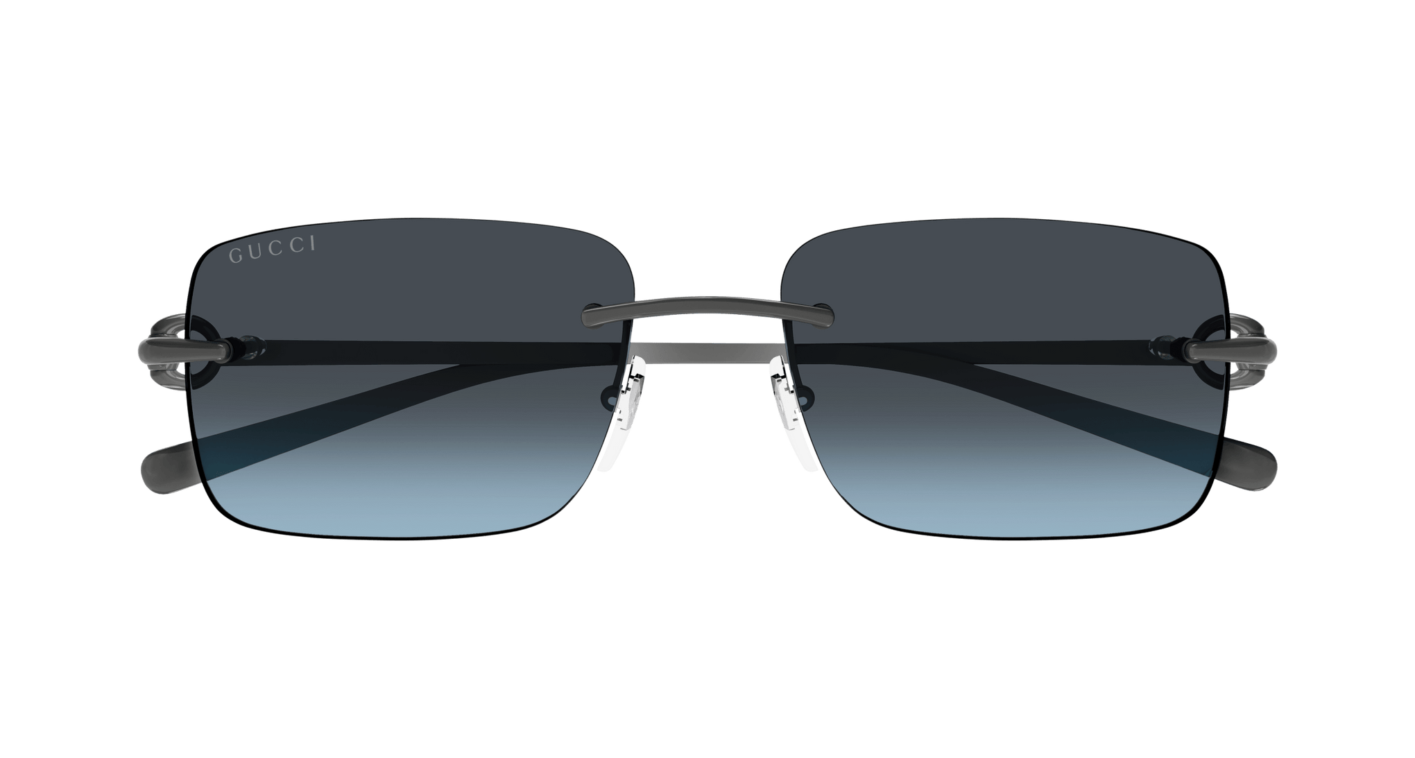 GUCCI METAL RECTANGLE GUNMETAL BLUE FULL SUNGLASS