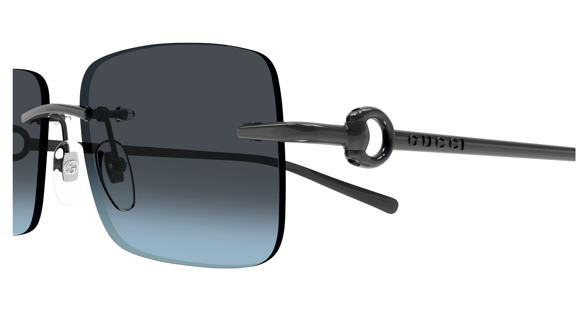 GUCCI METAL RECTANGLE GUNMETAL BLUE FULL SUNGLASS