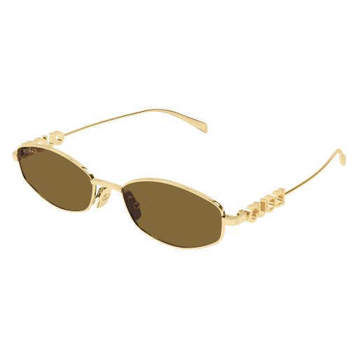 GUCCI METAL OVAL BROWN GOLD FULL SUNGLASS
