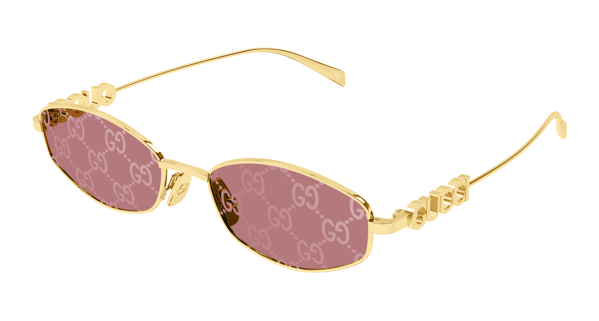 GUCCI METAL OVAL GOLD PINK FULL SUNGLASS