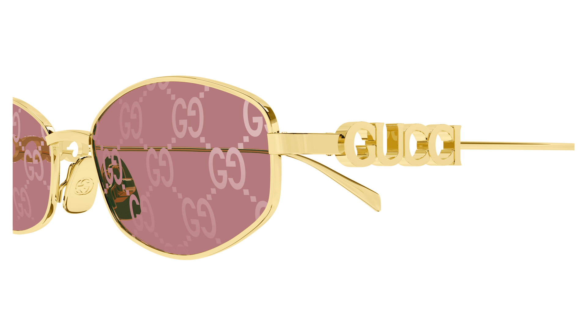 GUCCI METAL OVAL GOLD PINK FULL SUNGLASS