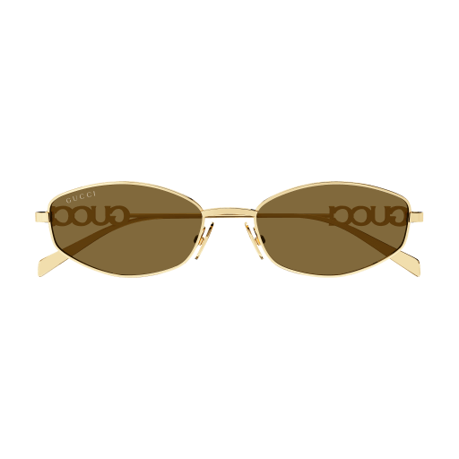 GUCCI METAL OVAL BROWN GOLD FULL SUNGLASS