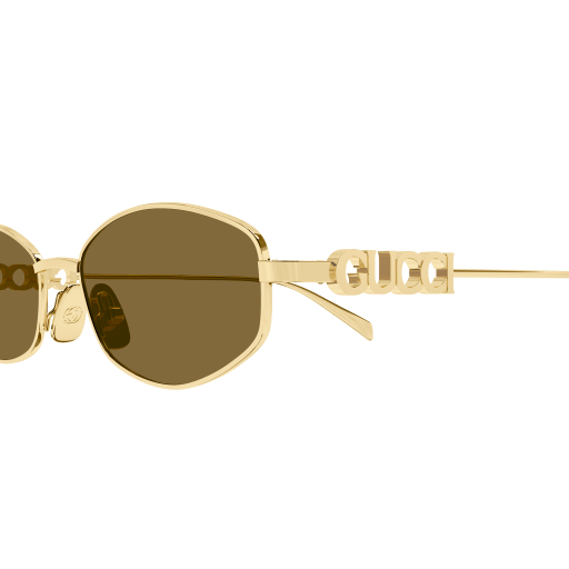 GUCCI METAL OVAL BROWN GOLD FULL SUNGLASS