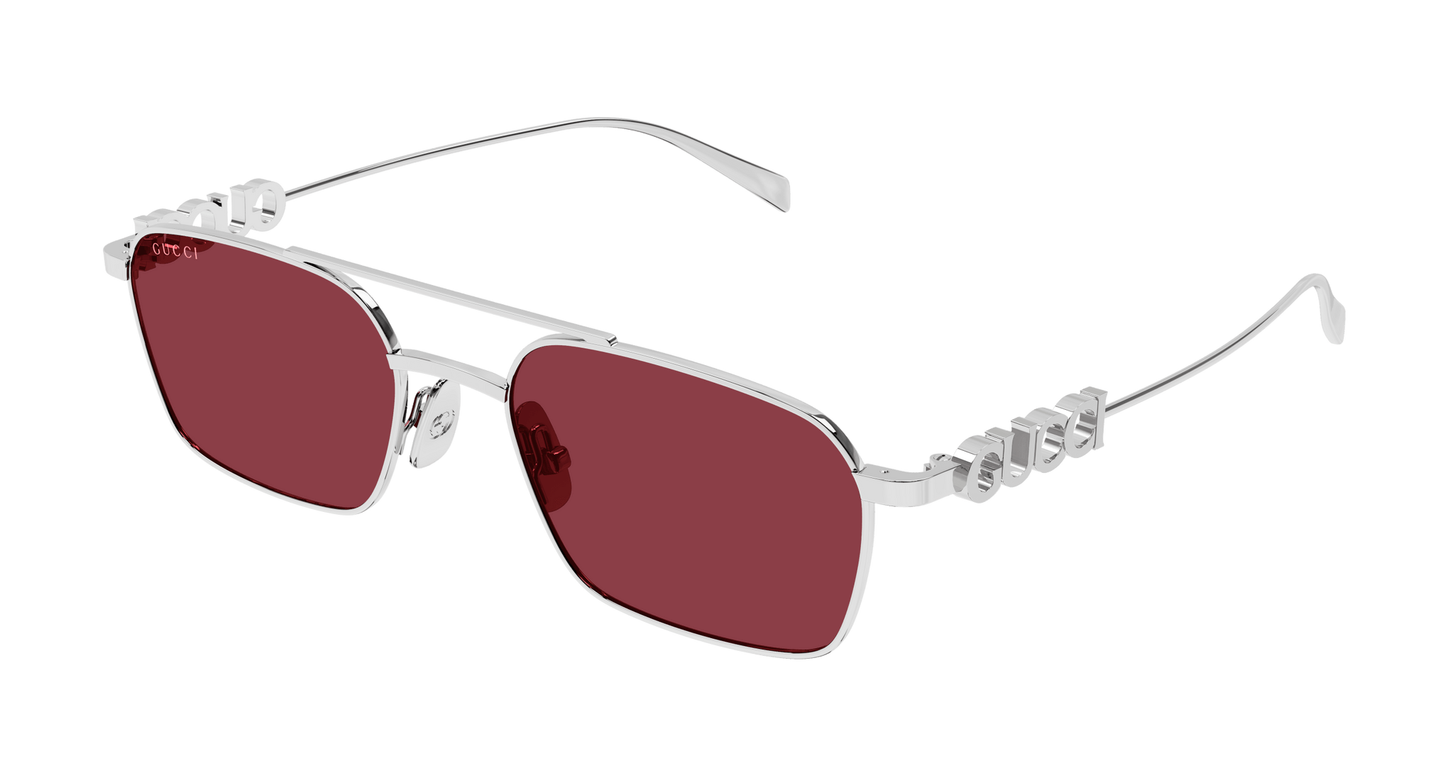 GUCCI METAL DB SQUARE SILVER RED FULL SUNGLASS