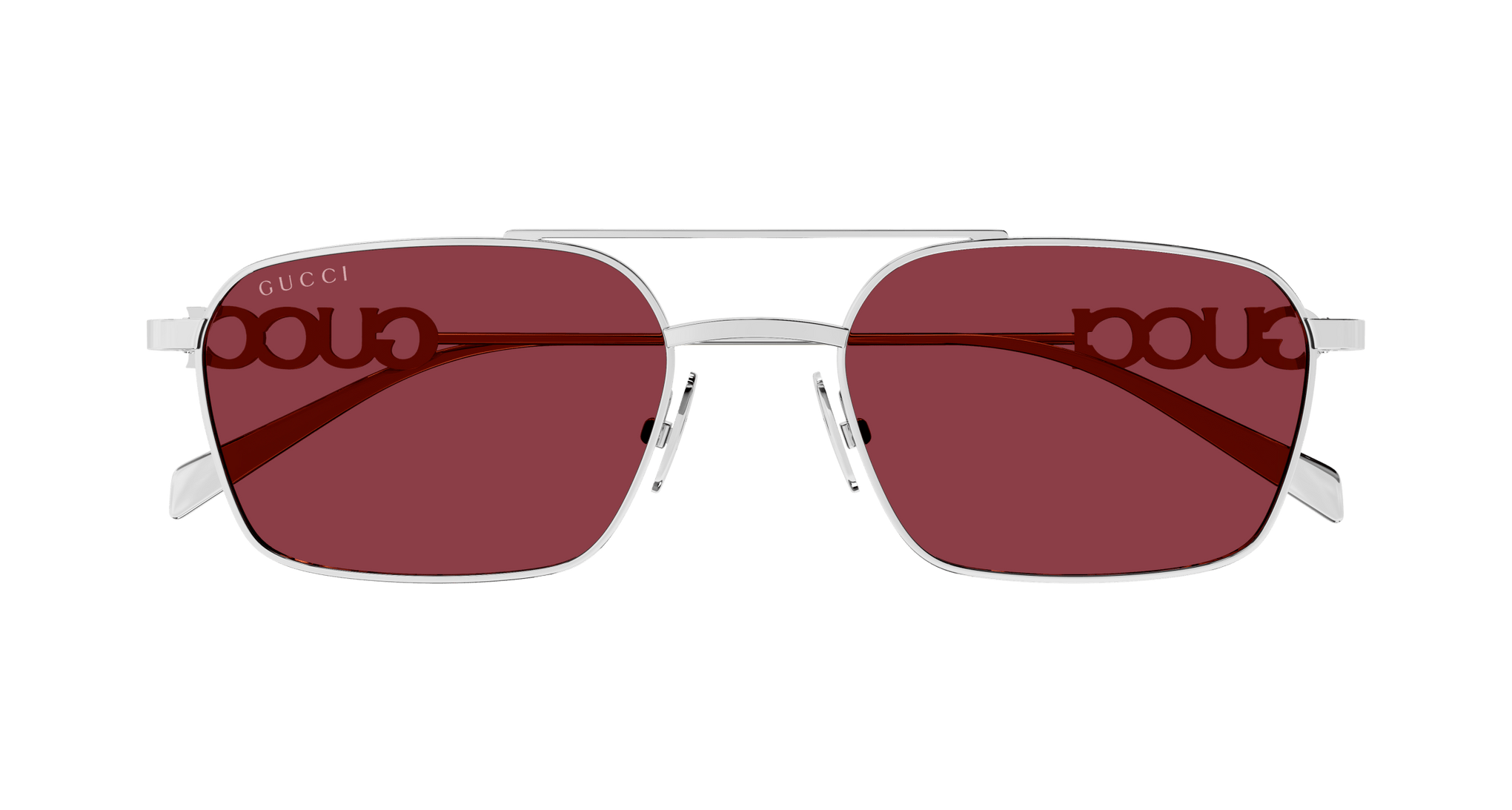 GUCCI METAL DB SQUARE SILVER RED FULL SUNGLASS