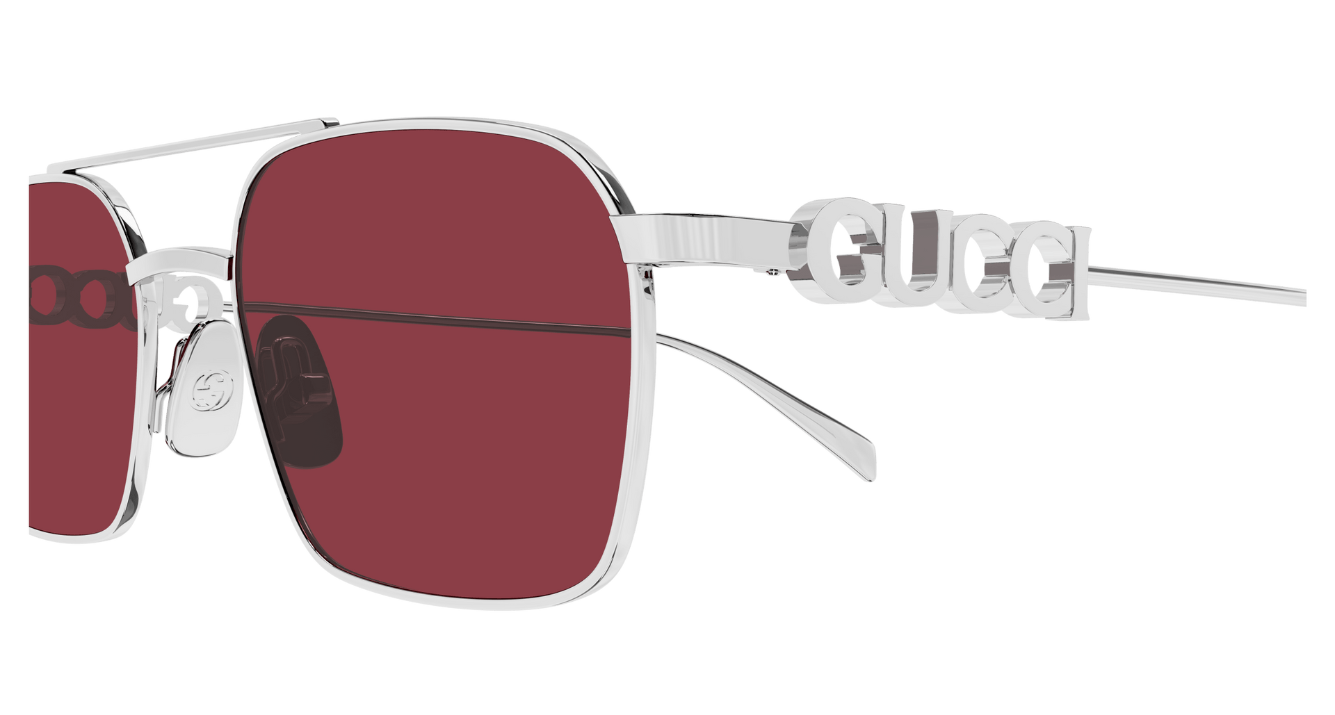 GUCCI METAL DB SQUARE SILVER RED FULL SUNGLASS